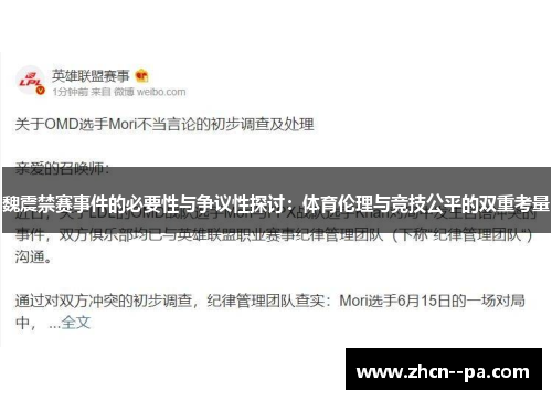 魏震禁赛事件的必要性与争议性探讨：体育伦理与竞技公平的双重考量